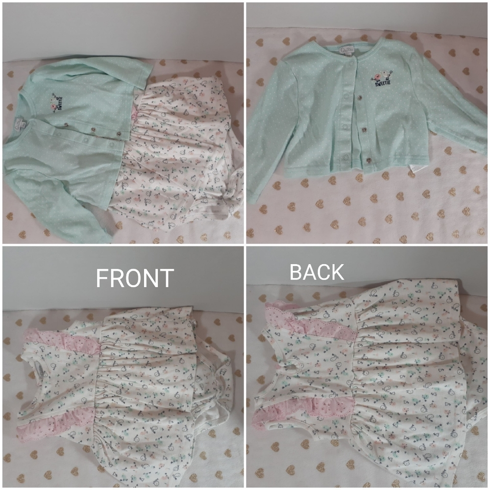 10/$40 Quiltex 2pc. Cardigan & Onesie Dress